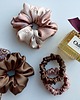 gumki do włosów Czekolada i róż - zestaw jedwabnych scrunchie