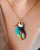 wisiory Naszyjnik z maskonurem, kolorowa artystyczna biżuteria z ptakiem
