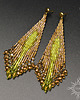 kolczyki szklane Levantas, brązowozielone "indiańskie" kolczyki, beading