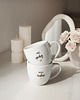 kubki Zestaw 2 białych kubków porcelanowych 300 ml - motyw złotego serca z napisami