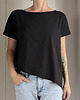 t-shirt damskie Asymetryczna bluzka bok czarna