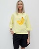 t-shirt damskie Bawełniana bluzka z bananami o luźnym kroju z rękawem 3/4