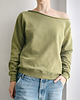 bluza bez kaptura damska Oliwkowa bluza oversize z ciętym dekoltem ze ściągaczami