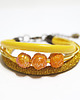 bransoletki - inne Bransoletka - Żółto złota róża - rzemienie
