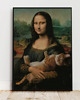 grafiki i ilustracje PLAKAT Mona Lisa z kotem portret , zabawny prezent dla kociary