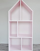 meble do pokoju dziecka Drewniany regał z półkami z kształcie domku ,meble z drewna miasto