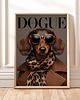 grafiki i ilustracje PLAKAT DOGUE jamnik,  portret psa, okładka magazynu modowego