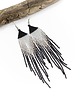 kolczyki - inne Czarno-szaro-srebrne, delikatne kolczyki piórka