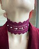 chokery Bordowy choker naszyjnik koronkowy
