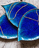 patery i talerze Talerze liście  niebieskie / kintsugi 3 szt