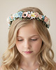 wianki komunijne Delikatny wianek na głowę róż i błękit