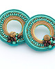 kolczyki soutache Beżowo- turkusowe koła 2