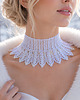chokery Koronkowy biały choker z perełkami