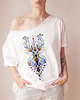 t-shirt damskie Folkowy jeleń kolory Biały Oversize