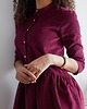 sukienki midi damskie Koszulowa sukienka z aksamitu Burdundy