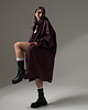 płaszcze damskie Ocieplany płaszcz longline hoodie oversize burgund