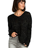 swetry damskie  Sweter ze złotą nitką - czarny (BK-004)