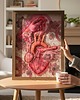 obrazy Obraz haftowany serce anatomiczne i dłoń 3 D.