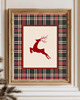 plakaty PLAKAT świąteczny jeleń vintage grafika krata