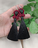 kolczyki soutache Kolczyki bordowe czarne z onyksami chwosty, sutasz
