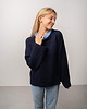 swetry damskie  Sweter Wełniany Granatowy BARIBAL Oversize 100% Wełny Merino RWS