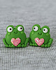 kolczyki z masy plastycznej Kolczyki żabki z serduszkiem
