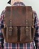 plecaki Brązowy Tornister Skórzany Vintage z Klapą na Laptopa 15" Belveder BL057