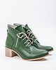 botki damskie BOTKI NA 5 CM KLOCKU - SKÓRA NATURALNA - MODEL 482 - KOLOR CIEMNY ZIELONY