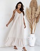 sukienki maxi damskie Długa Muślinowa sukienka na ramiączkach MAXI HAWAII beżowa