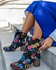 botki damskie SKÓRZANE BOTKI ZAPATO 497 KOLOROWE KWIATY