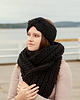 opaski do włosów Czarna opaska turban z grubej wełny peruwiańskiej