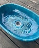 umywalki UM48 Umywalka ceramiczna, owalna, duża, kolor turkusowy z folkową koronką