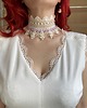 chokery Szydełkowy choker kremowo liliowy! Prześliczny.