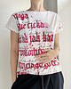 t-shirt damskie Kaligrafia czerwona fullprint Biały Oversize