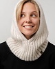 czapki damskie PUSZCZYK - Puchaty Kaptur Balaklava  Wełna Merino z Bawełna Śmietankowy