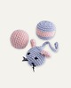 Zabawki dla zwierząt Zestaw szydełkowych zabawek dla kota w woreczku GATO light grey & salmon