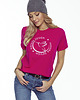 t-shirt damskie T-SHIRT RÓŻOWY BASIC z nadrukiem Koliber magenta