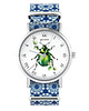 zegarki damskie Zegarek - Zielony żuczek - niebieski, kwiaty