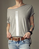 t-shirt damskie Srebrna kreska średnioszary Oversize