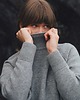 swetry damskie  IRBIS Szary Wełniany Sweter Oversize z Golfem 100% Wełny Merino RWS
