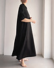 sukienki maxi damskie Czarna sukienka lniana maxi z kapturem i kieszeniami