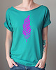 t-shirt damskie Piórko fluo róż Szafirowy Oversize