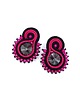 kolczyki soutache Ella kolczyki sztyfty sutasz fuksjowo czarne eleganckie z kryształkiem