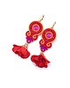 kolczyki soutache Kolczyki sutasz kolorowe czerwień pomarańcz róż Cleo z kwiatkiem