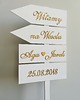 dodatki ślubne Biały drogowskaz złote napisy + gratis