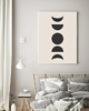 plakaty PLAKAT grafika fazy księżyca mid century