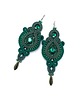 kolczyki soutache Kolczyki sutasz zielone wieczorowe długie z kryształkiem Margo