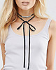 chokery Choker skórzany czarny z rurką srebrną 