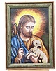 Ozdoby na ścianę Obraz Ręcznie Haftowany Jezus z Barankiem 40x30 cm Religijna Dekoracja