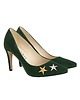 czółenka damskie Czółenka skórzane na szpilce  zielone (6394)